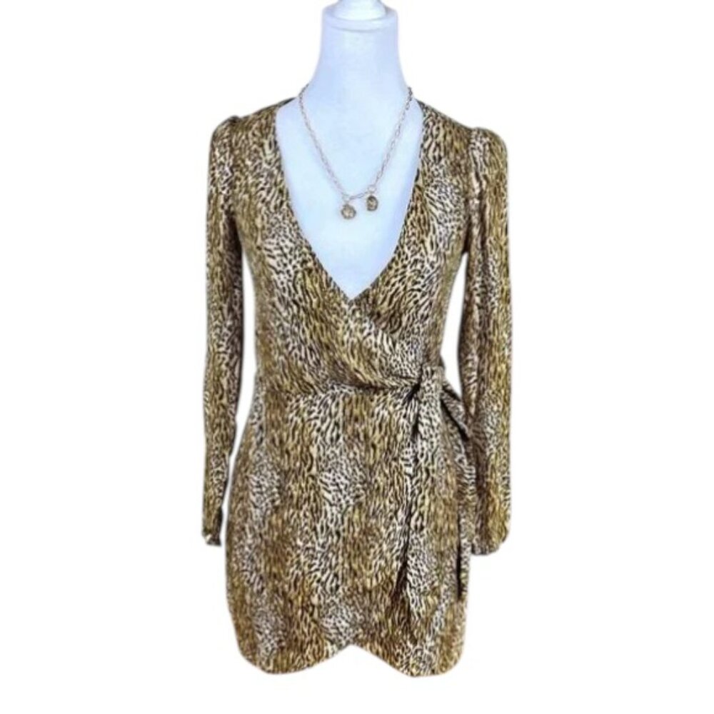 Reformation Dress Leopard Brown Cream Animal Print (XS)